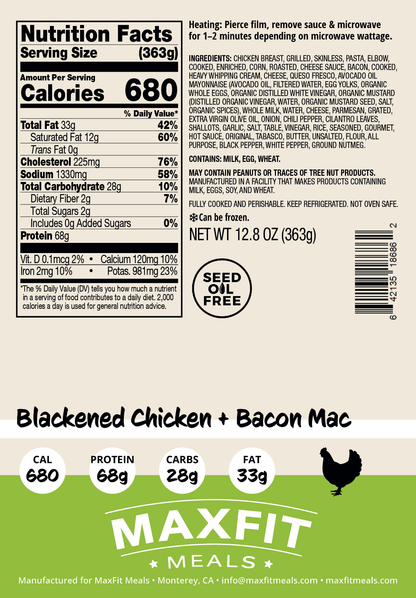 Blackened Chicken + Bacon Mac