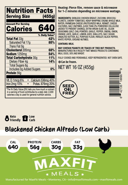 Blackened Chicken Alfredo (Low Carb)