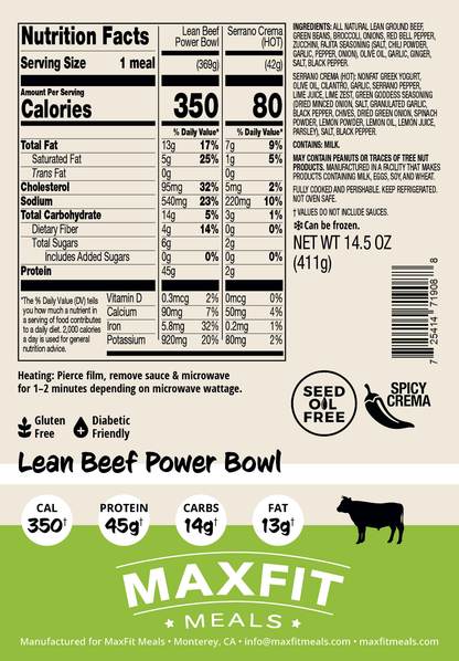Lean Beef Power Bowl Nutrition Facts